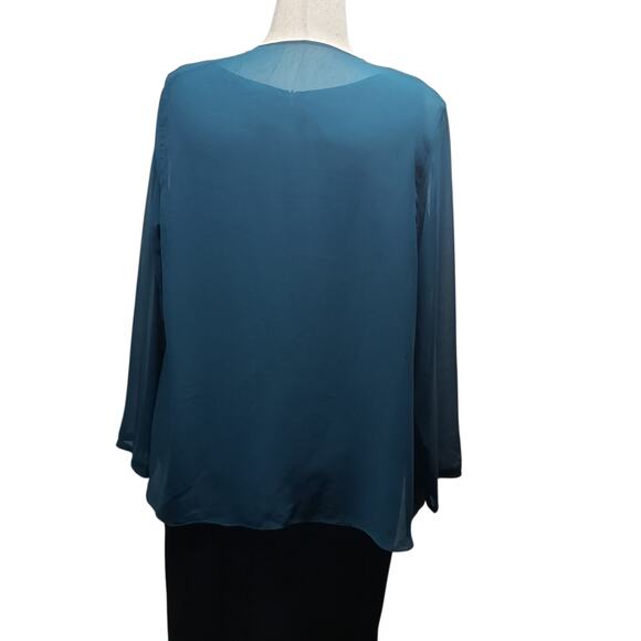 Elegant Blue-Green 2-Piece Women's Top Set – Size 14, Sheer Cardigan & Tank - Picture 2 of 13